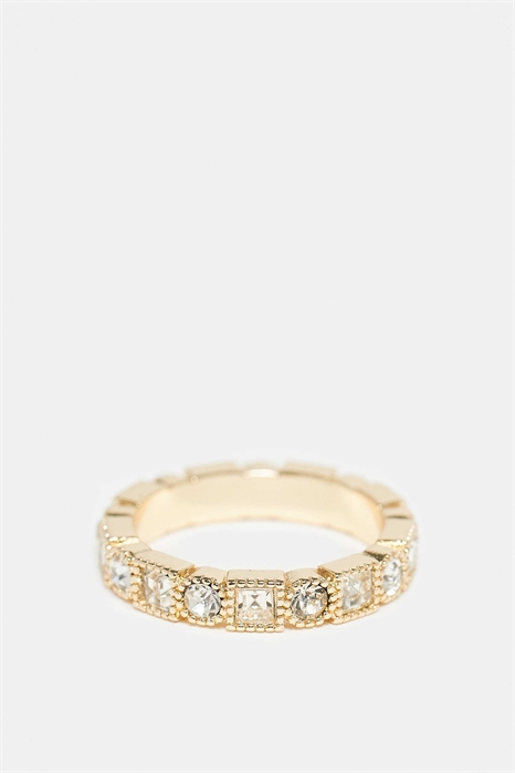 Кольцо с полоской из искусственного хрусталя в форме квадрата и круга артикул 152898781