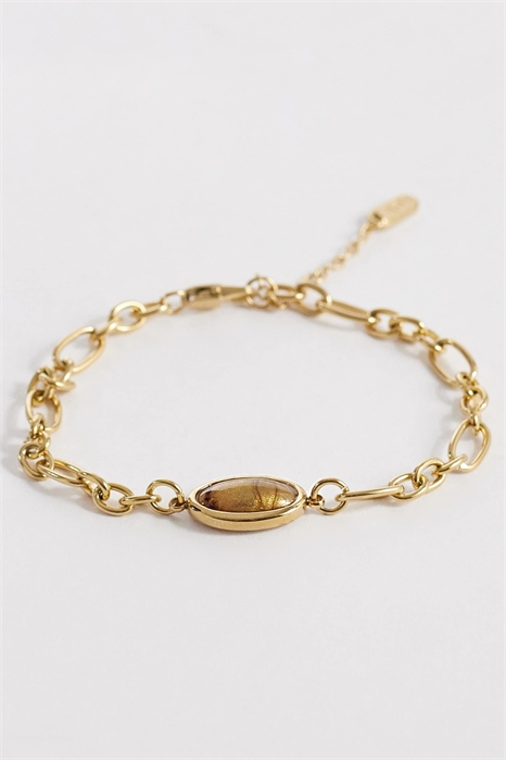 Водонепроницаемый браслет из нержавеющей стали в форме овала с имитацией тигрового глаза артикул 154640850