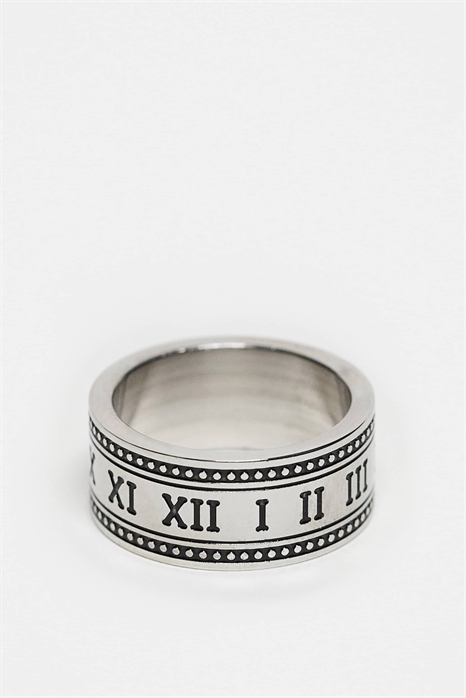 Водонепроницаемое кольцо из нержавеющей стали с гладкой поверхностью и римскими цифрами артикул 150744011