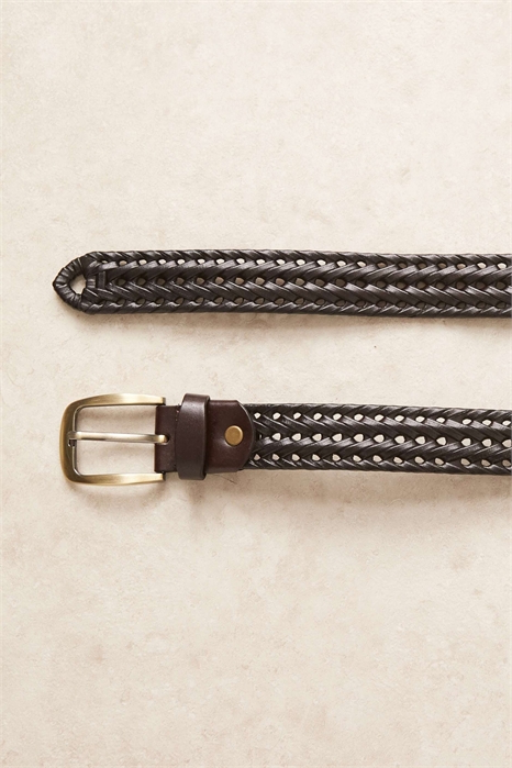 Стильный кожаный плетеный ремень с золотой пряжкой артикул 150369630