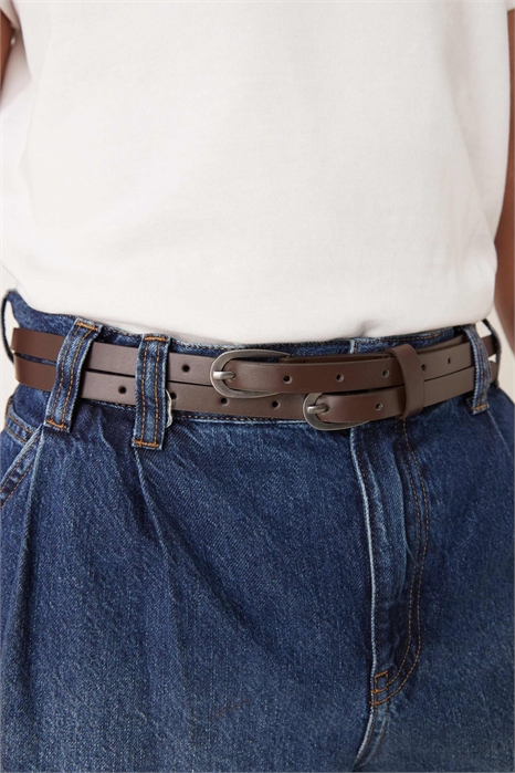 Тонкий ремень с двумя ремешками артикул 151024474