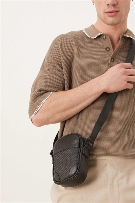 Сумка через плечо из искусственной кожи с вставкой из ротанга артикул 141102037