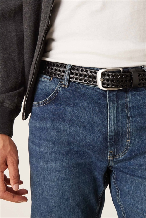 Плетеный кожаный ремень с серебряной пряжкой артикул 150369636