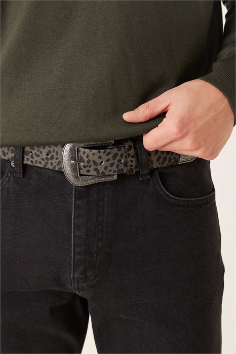 Западный ремень с леопардовым принтом артикул 150836579