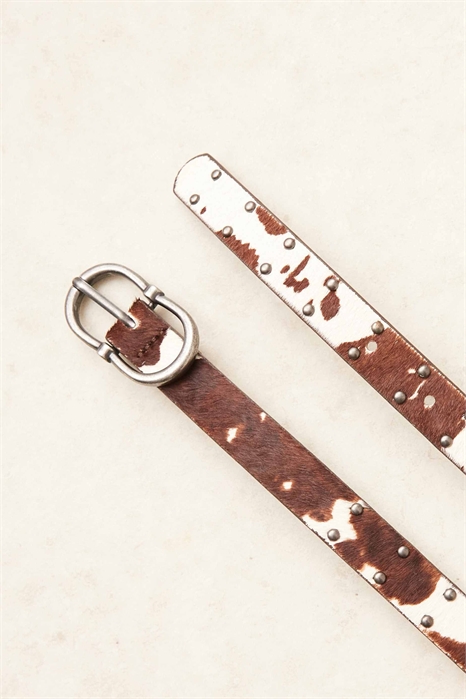Западный узкий ремень с рисунком под кожу коровы артикул 150836776