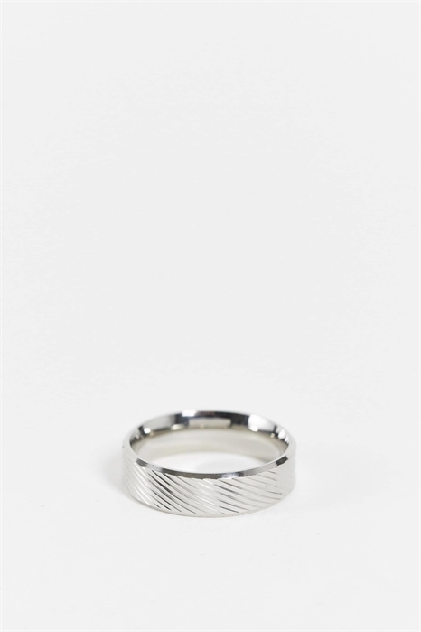 Кольцо из нержавеющей стали с водонепроницаемым покрытием и горизонтальным тиснением артикул 107343461