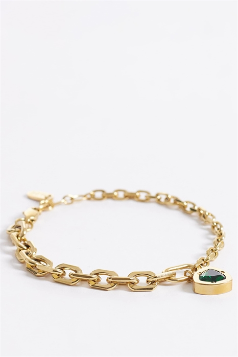 Браслет с подвеской из зеленого камня из нержавеющей стали с водонепроницаемым покрытием артикул 155216041