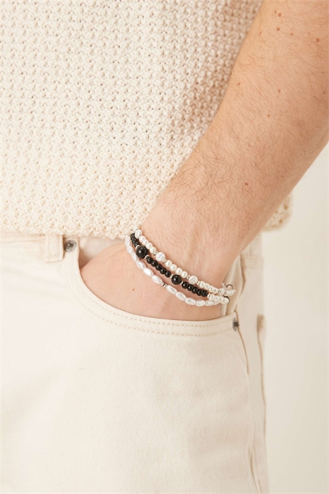 Набор из 3 браслетов с искусственными жемчужинами и бусинами артикул 141101683