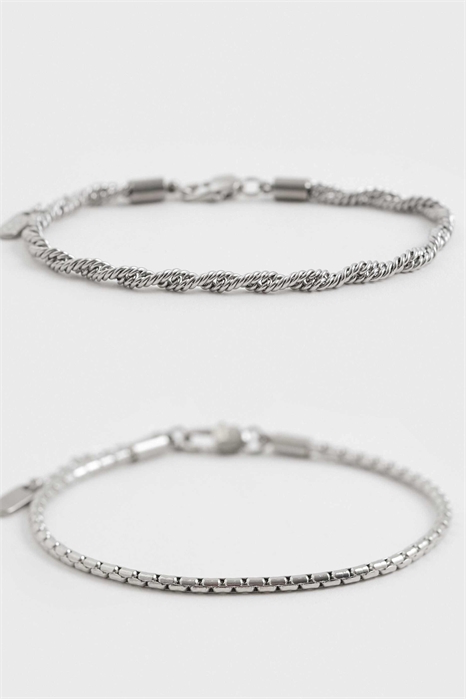 Набор из двух браслетов из нержавеющей стали: один с витой веревкой, другой с косой цепочкой артикул 154311516
