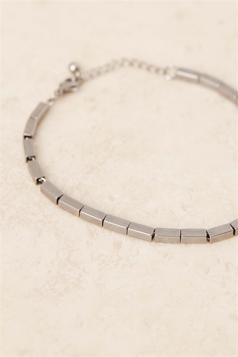 Водонепроницаемый браслет из нержавеющей стали с прямоугольными бусинами артикул 143571317