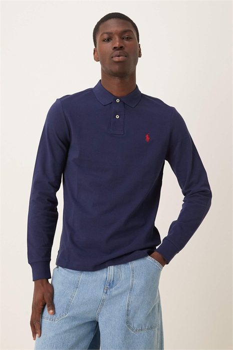 Поло с длинными рукавами и логотипом в виде значка артикул 147405539