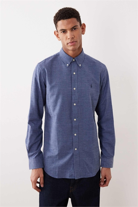 Рубашка из твила с ворсовой отделкой «dogtooth» с логотипом-иконкой и индивидуальной посадкой артикул 152230931