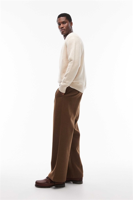 Брюки клубного стиля с двойными складками, имитирующие шерсть артикул 152903045