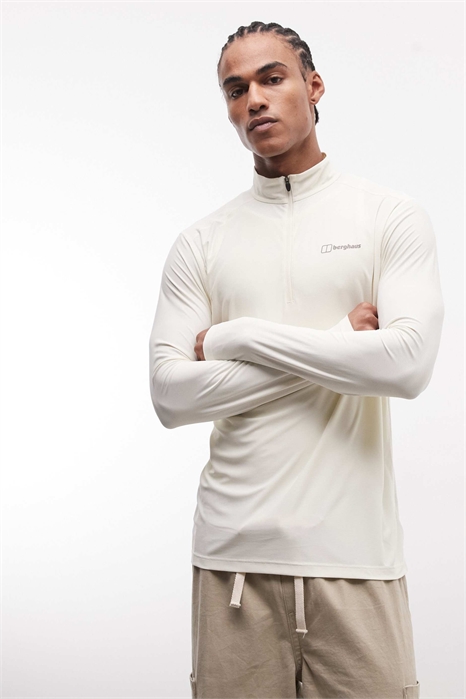 Мужская техническая футболка с длинным рукавом и полузастежкой-молнией для повседневного ношения артикул 155414869