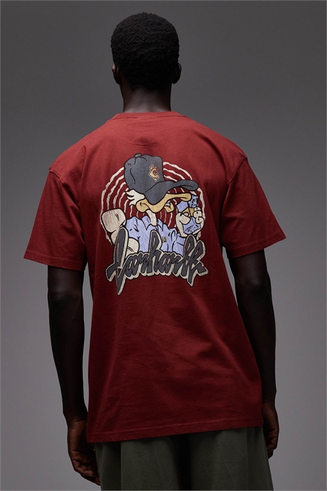 Футболка свободного кроя из ткани чедда с принтом в виде утки на спине артикул 148713490