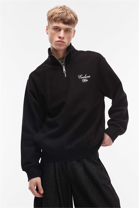 Свитшот с длинными рукавами и полузастежкой-молнией артикул 154636176