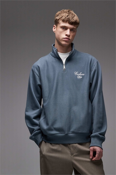 Свитшот с длинными рукавами и полузастежкой-молнией артикул 154636177