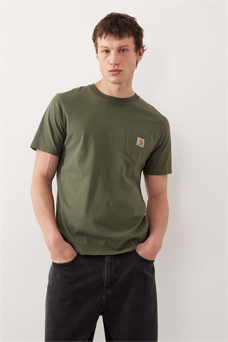 Футболка с коротким рукавом и карманом, зеленого цвета артикул 153249836