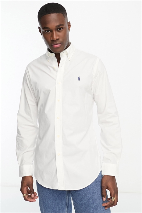 Рубашка из эластичного поплина с зауженным кроем артикул 115421152