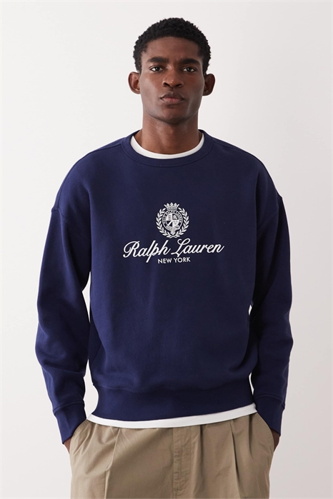 Толстовка с большим логотипом в виде герба, темно-синего цвета артикул 154008471