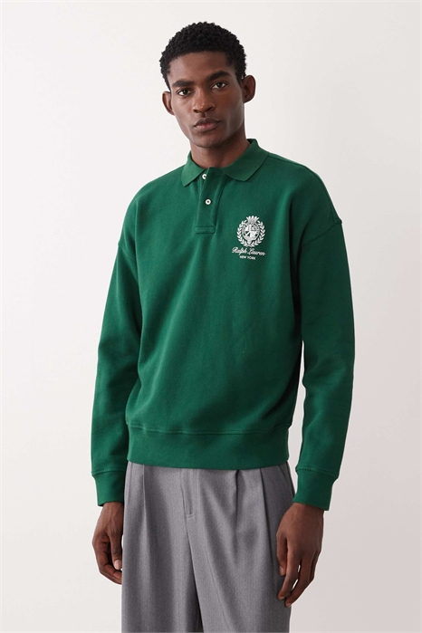 Толстовка с логотиком, длинными рукавами и воротником артикул 154008379