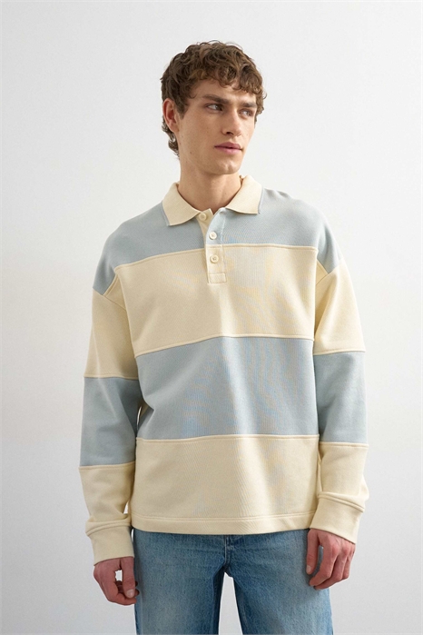 Толстовка-поло в стиле регби свободного кроя артикул 151777639