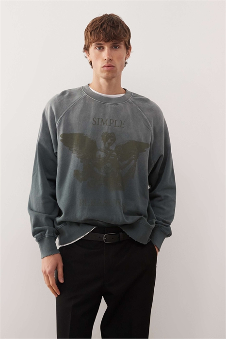 Темно-зеленая свитшот свободного кроя артикул 151450351