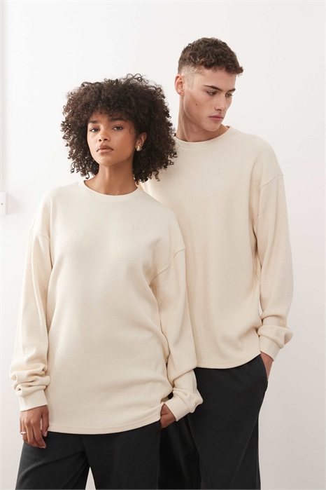 Футболка с длинным рукавом, логотипом в виде флага и вафельной текстурой артикул 152319837