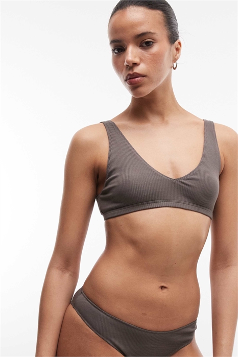 Бюстгальтер с глубоким вырезом и лаконичным ребристым узором: комбинируйте по своему вкусу артикул 154840102