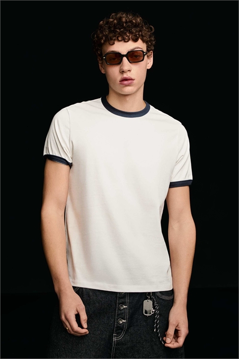 Футболка с короткими рукавами и контрастной ребристой отделкой артикул 156150431