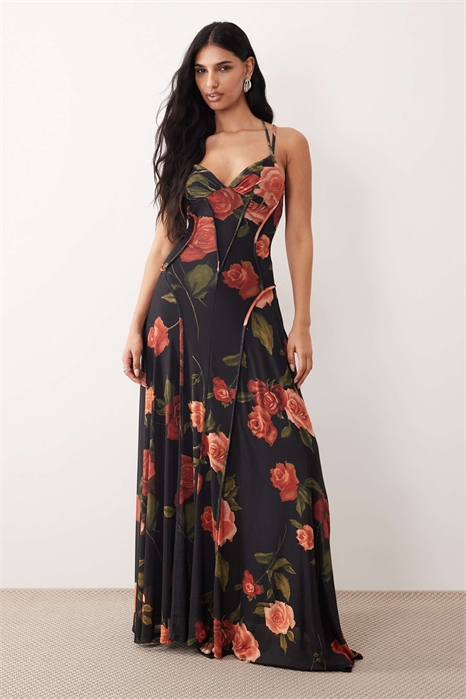 Макси-платье с открытыми швами артикул 155811185