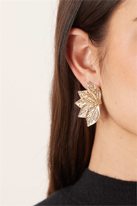 Броские серьги с фактурными лепестками артикул 152192035