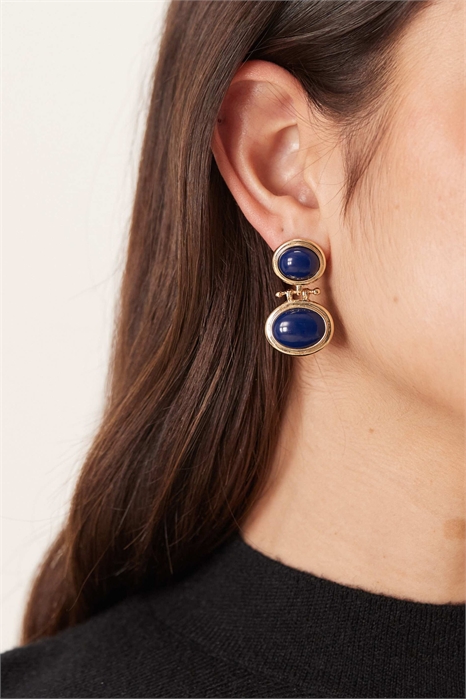 Серьги с двумя каменными подвесками артикул 152192018