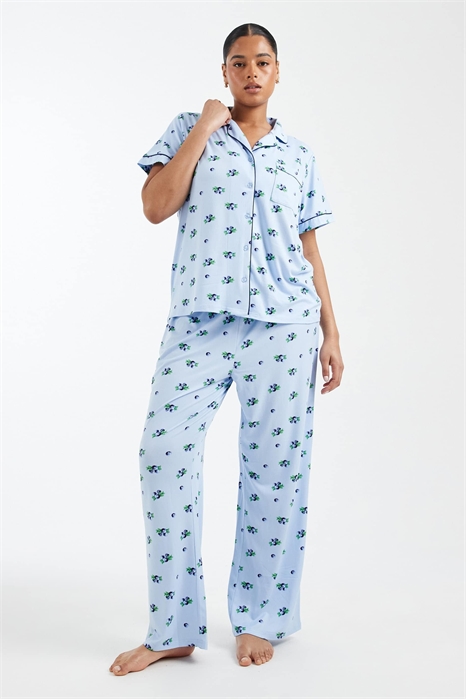 Комплект пижамы из сверхмягкого джерси с отворотом на горловине и широкими штанинами артикул 151898790