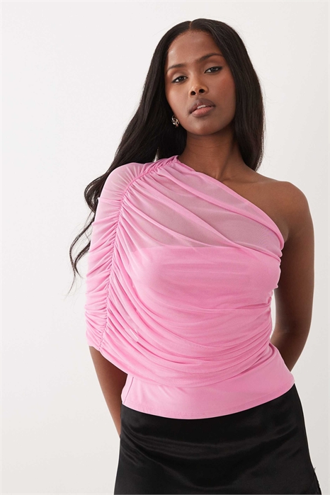 Топ на одном плече с рюшами артикул 155426446