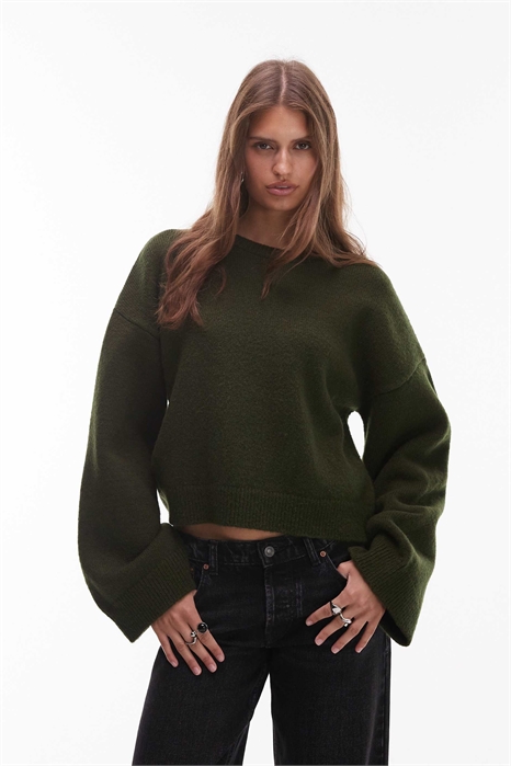 Свитер из трикотажа с широкими рукавами и свободным кроем артикул 150832626