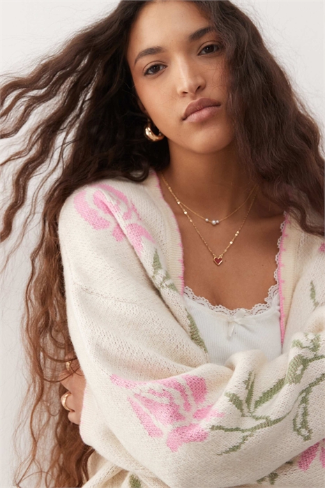 Кардиган с цветочным узором по всей поверхности артикул 142681931