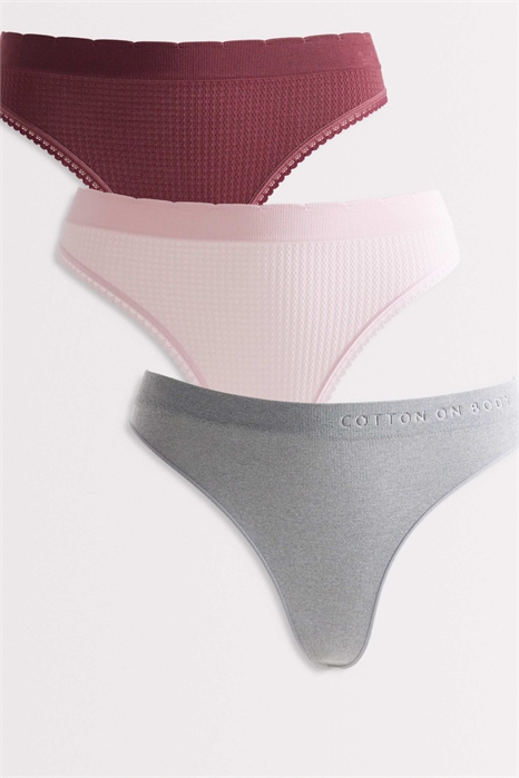 Набор из 3-х бесшовных трусиков-стрингов с высокой талией артикул 154269843