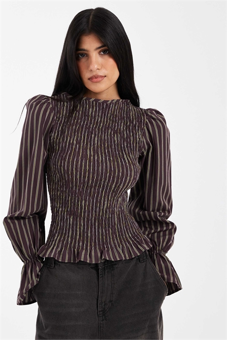 Блузка с длинными рукавами и сборками артикул 154274337