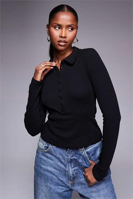 Поло с длинными рукавами и ребристой отделкой артикул 153532925