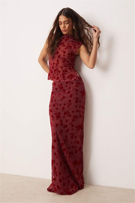 Макси-юбка с низкой талией из сетчатого материала с флокированным покрытием co-ord артикул 142351800