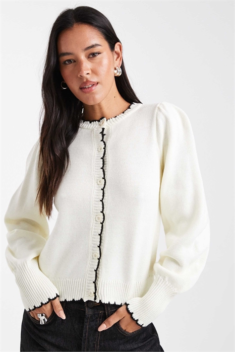 Кардиган с рукавами-буфетками и стежком «одеяло» артикул 151962009