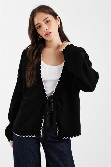 Кардиган с завязками и отделкой «одеяльным» стежком артикул 155333683