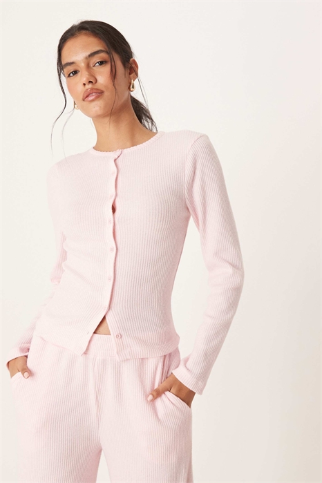 Кардиган с длинными рукавами, воротником-стойкой и ребристой фактурой co-ord артикул 150775896