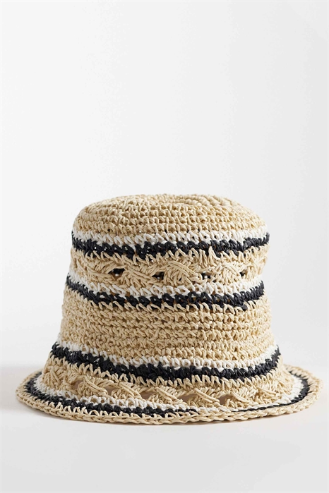 Складная соломенная шляпа-козырек с открытым плетением и полосками артикул 154027187