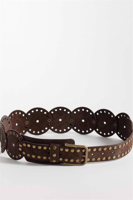 Пояс из искусственной замши с заклепками в форме круглых дисков артикул 153023582