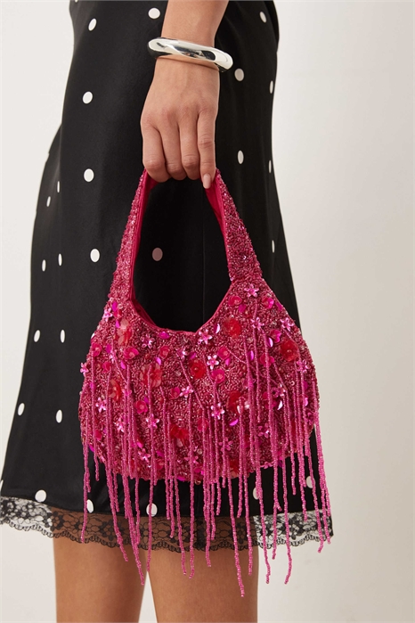 Сумка с цветочным узором, темно-розового цвета артикул 153115857