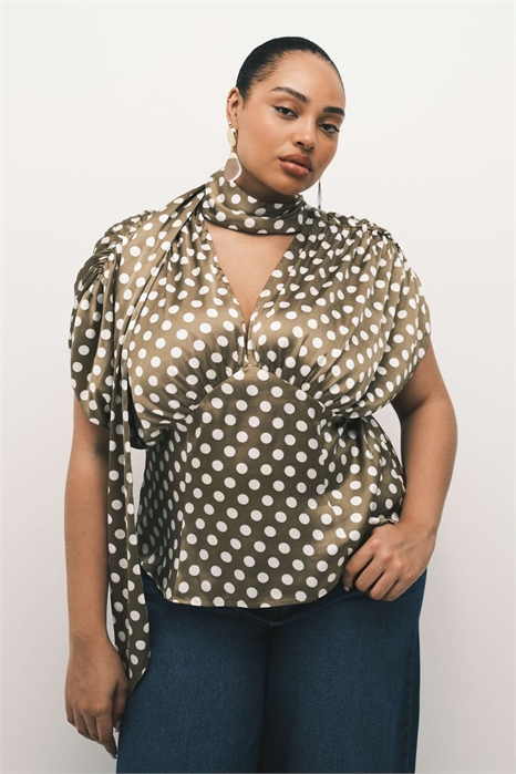 ASOS DESIGN: атласный шарф и блузка с объемными элементами артикул 154081061