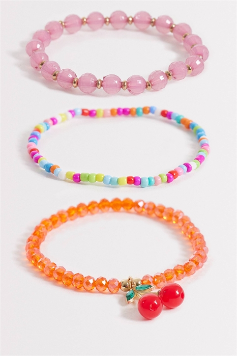 Браслеты с вишневыми подвесками из бисера, состоящие из 3 слоёв артикул 152701999