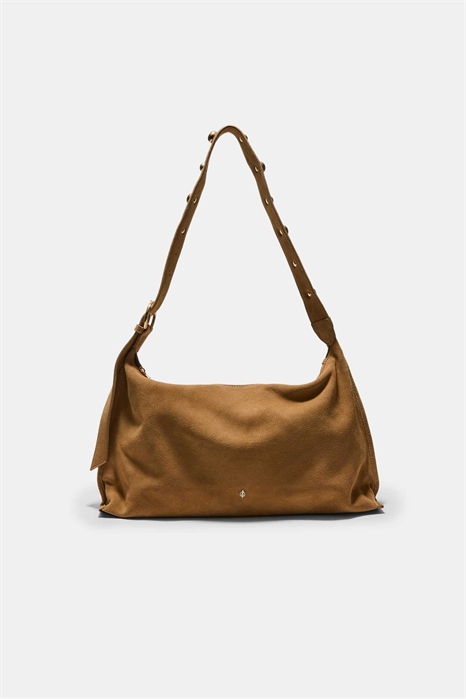 Плоская сумка через плечо с заклепками, 100% кожа артикул 156250766